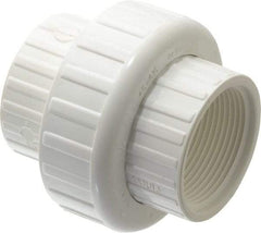 Value Collection - 1-1/2" PVC Plastic Pipe Union with EPDM O-Ring - Schedule 40, FIPT x FIPT End Connections - Exact Tool & Supply