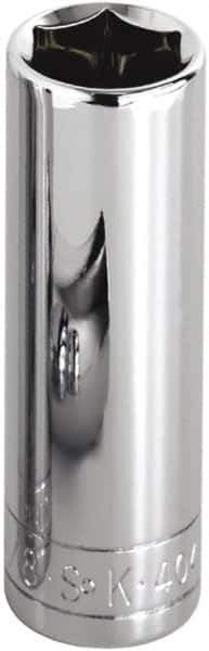 SK - 9/32", 1/4" Drive, Deep Hand Socket - 6 Points, Steel, Chrome Finish - Exact Tool & Supply