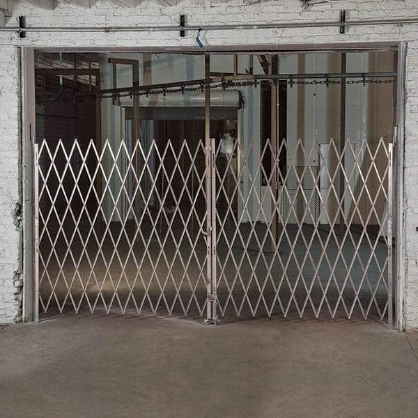Illinois Engineered Products - 90" High Bi-Parting Folding Gates - Galvanized Steel, Silver - Exact Tool & Supply
