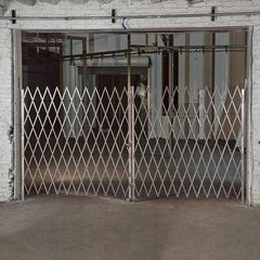 Illinois Engineered Products - 90" High Bi-Parting Folding Gates - Galvanized Steel, Silver - Exact Tool & Supply