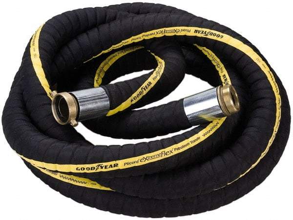 Alliance Hose & Rubber - 3" ID x 3-1/2" OD x 25' OAL, Male x Female Petroleum Transfer Hose - 200 Max Working psi, -40 to 200°F, 3" Bend Radius, 3" Fitting, Black - Exact Tool & Supply