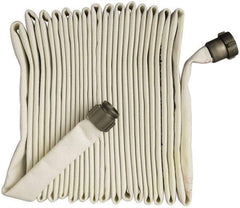 Alliance Hose & Rubber - 1-1/2" ID x 1-11/16" OD, 250 Working psi, White Polyurethane Tube, Polyester Jacket Fire Hose - 75' Long - Exact Tool & Supply