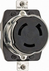 Hubbell Wiring Device-Kellems - 125 VAC, 50 Amp, Self Grounding Receptacle - 2 Poles, 3 Wire, Female End, Black - Exact Tool & Supply