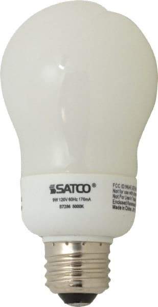 Value Collection - 9 Watt Fluorescent Residential/Office Medium Screw Lamp - 5,000°K Color Temp, 450 Lumens, A19, 10,000 hr Avg Life - Exact Tool & Supply