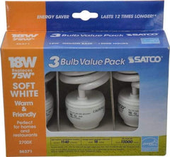 Value Collection - 18 Watt Fluorescent Residential/Office Medium Screw Lamp - 2,700°K Color Temp, 1,200 Lumens, T2, 12,000 hr Avg Life - Exact Tool & Supply