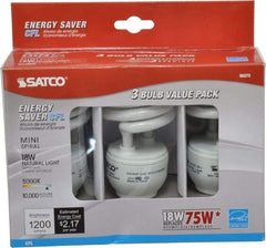 Value Collection - 18 Watt Fluorescent Residential/Office Medium Screw Lamp - 5,000°K Color Temp, 1,200 Lumens, T2, 10,000 hr Avg Life - Exact Tool & Supply