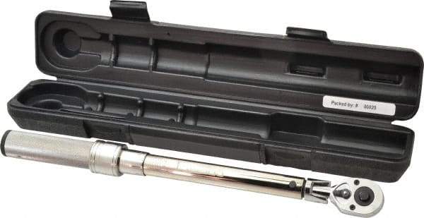 CDI - 3/8" Drive Micrometer Torque Wrench - 10 Ft/Lb to 80 Ft/Lb Torque, 16.6" OAL, 1/2 Ft/Lb Graduation, Flex-Head Ratcheting with Reverse Lever - Exact Tool & Supply