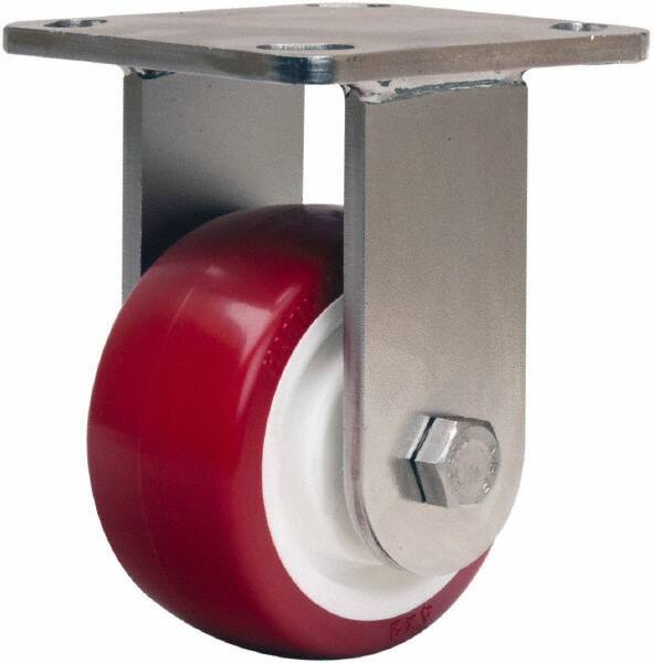 Hamilton - 4" Diam x 2" Wide x 5-5/8" OAH Top Plate Mount Rigid Caster - Polyurethane Mold on Polypropylene, 750 Lb Capacity, Delrin Bearing, 4 x 4-1/2" Plate - Exact Tool & Supply