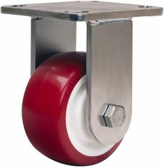 Hamilton - 4" Diam x 2" Wide x 5-5/8" OAH Top Plate Mount Rigid Caster - Polyurethane Mold on Polypropylene, 750 Lb Capacity, Delrin Bearing, 4 x 4-1/2" Plate - Exact Tool & Supply