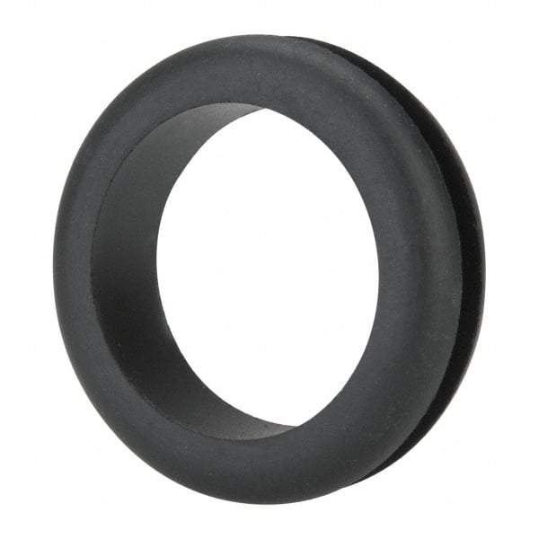Made in USA - 2-1/8" OD, 9/16" Thick Military Specification Grommet - Buna-N Rubber, 1-3/4" Slot Diam x 3/16" Slot Width - Exact Tool & Supply