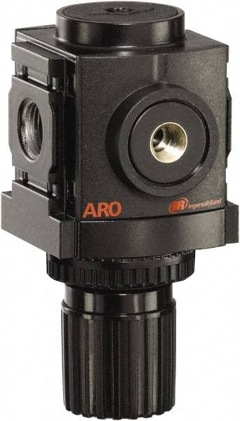 ARO/Ingersoll-Rand - 3/8 NPT Port, 113 CFM, Aluminum Compact Regulator - 0 to 140 psi Range, 250 Max psi Supply Pressure, 1/8" Gauge Port Thread, 2.705" Wide x 4.772" High - Exact Tool & Supply