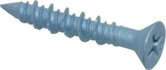 Elco - 3/16" Diam, 1-1/4" OAL, Phillips Drive, Concrete Screw & Masonry Fastener - Steel, Blue StalGard Finish, Includes #2 Drill Bit - Exact Tool & Supply
