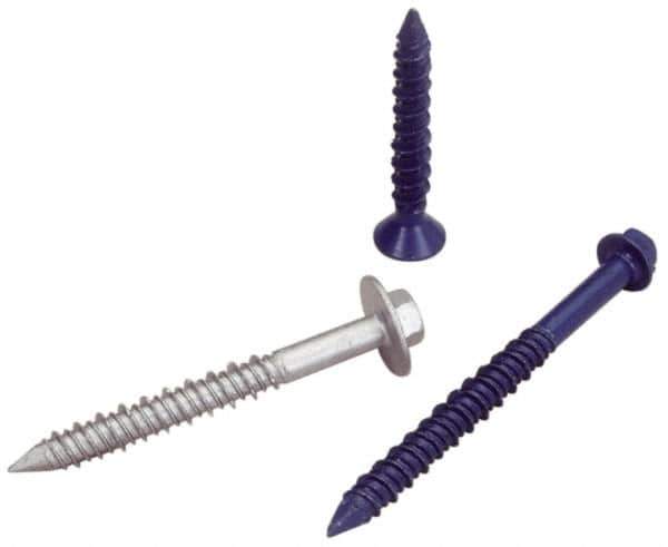 Elco - 3/16" Diam, 4" Length Under Head, Hex Drive, Concrete Screw & Masonry Fastener - Steel, Blue StalGard Finish, Includes 5/16" Drill Bit - Exact Tool & Supply