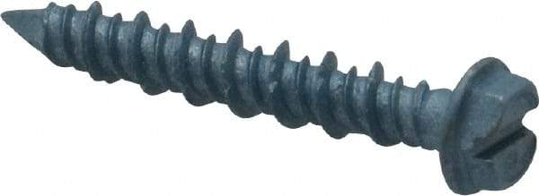Elco - 3/16" Diam, 1-1/4" Length Under Head, Hex Drive, Concrete Screw & Masonry Fastener - Steel, Blue StalGard Finish, Includes 5/16" Drill Bit - Exact Tool & Supply