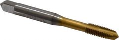 OSG - M6x1.00 Metric Coarse, 3 Flute, TiN Finish, Vanadium High Speed Steel Spiral Point Tap - Plug Chamfer, Right Hand Thread, 2-1/2" OAL, 24mm Thread Length, 6H Class of Fit, Series 11115 - Exact Tool & Supply