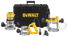 DeWALT - 2.25 hp, 8,000 to 24,000 RPM, Three Base Router Kit - 12 Amps, 1/4 and 1/2 Inch Collet - Exact Tool & Supply