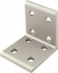 80/20 Inc. - 50mm Wide, Open Shelving 8 Hole Inside Corner Bracket - Aluminum, Clear Anodized Finish, 47mm Long, Use with 25 Series & Bolt Kit 75-3404 - Exact Tool & Supply