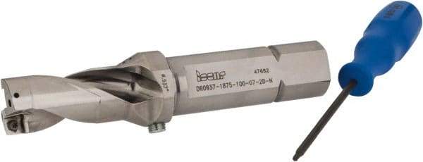 Iscar - 1.88" Max Drill Depth, 2xD, 15/16" Diam, Indexable Insert Drill - 1" Shank Diam, Straight Shank - Exact Tool & Supply