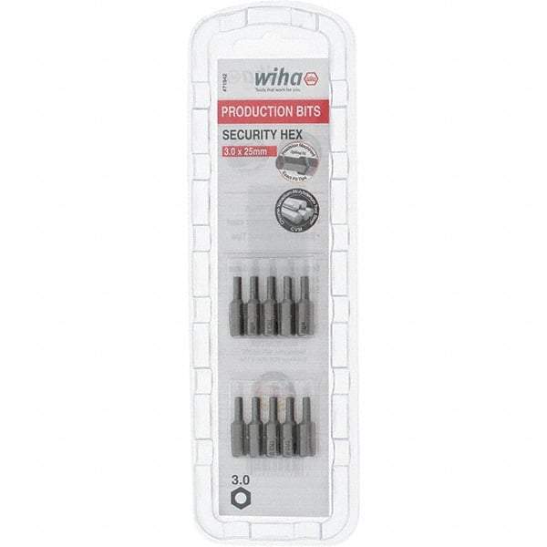 Wiha - 3mm Hex Screwdriver Bit - 1/4" Drive, 1" OAL - Exact Tool & Supply