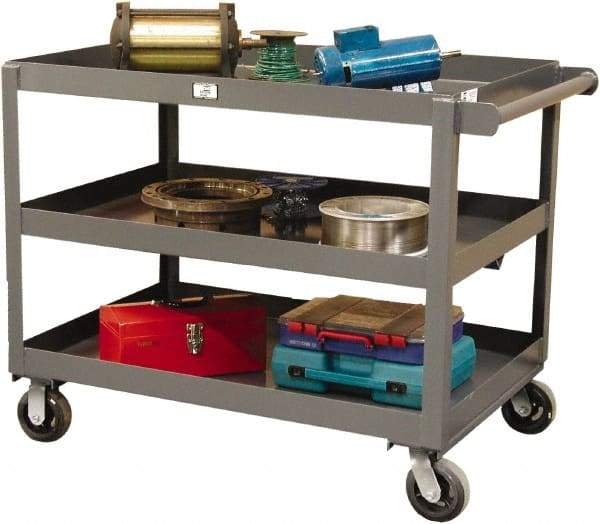 Strong Hold - 2,000 Lb Capacity, 32" Wide x 48" Long x 40" High Service Cart - 3 Shelf, Steel, Swivel Casters - Exact Tool & Supply