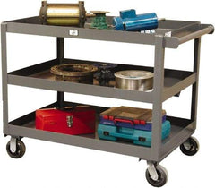 Strong Hold - 2,000 Lb Capacity, 32" Wide x 48" Long x 40" High Service Cart - 3 Shelf, Steel, Swivel Casters - Exact Tool & Supply