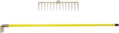 Ampco - Rake with 58" Straight Fiberglass Handle - 14-1/4" Blade Width, 14 Tines, 2-3/4" Tine Length - Exact Tool & Supply