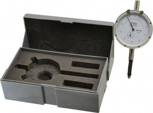 Fowler - 0.4" Range, 0-50-0 Dial Reading, 0.0005" Graduation Dial Drop Indicator - Revolution Counter - Exact Tool & Supply