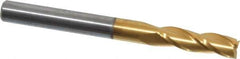 Atrax - 3/16", 5/8" LOC, 3/16" Shank Diam, 2" OAL, 3 Flute, Solid Carbide Square End Mill - Single End, TiN Finish, Spiral Flute, 30° Helix, Centercutting, Right Hand Cut - Exact Tool & Supply