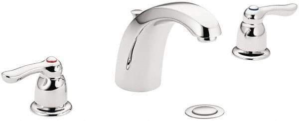 Moen - Lever Handle, Commercial Bathroom Faucet - Two Handle, Pop Up Drain, Arc Spout - Exact Tool & Supply