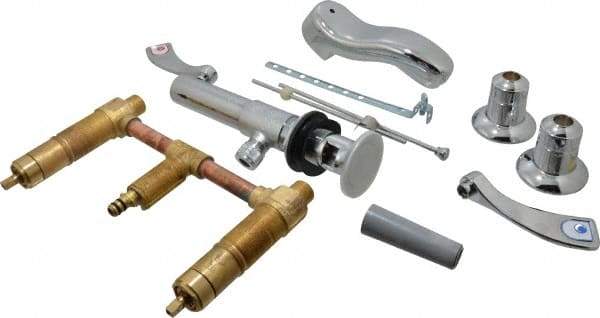 Moen - Wrist Blade Handle, Commercial Bathroom Faucet - Two Handle, Pop Up Drain, Low Spout - Exact Tool & Supply