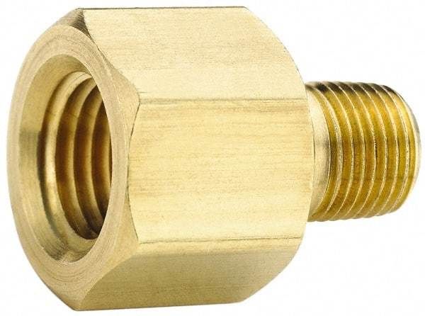 Parker - 1/2 Male Thread x 1/2 Female Thread, Brass Industrial Pipe Adapter - MNPTF x FNPTF, 1,000 psi - Exact Tool & Supply