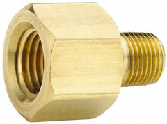 Parker - 1/2 Male Thread x 1/2 Female Thread, Brass Industrial Pipe Adapter - MNPTF x FNPTF, 1,000 psi - Exact Tool & Supply