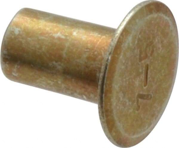 RivetKing - 0.134 to 0.141" Hole Diam, Countersunk Head, Zinc Plated Steel, Semi Tubular Rivet - 3/8 Head Diam, 5/16" Length Under Head, 150° Countersunk Head, 3/16 Body Diam - Exact Tool & Supply