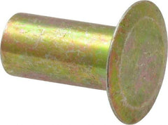 RivetKing - 0.176 to 0.184" Hole Diam, Countersunk Head, Zinc Plated Steel, Semi Tubular Rivet - 1/2 Head Diam, 1/2" Length Under Head, 150° Countersunk Head, 1/4 Body Diam - Exact Tool & Supply