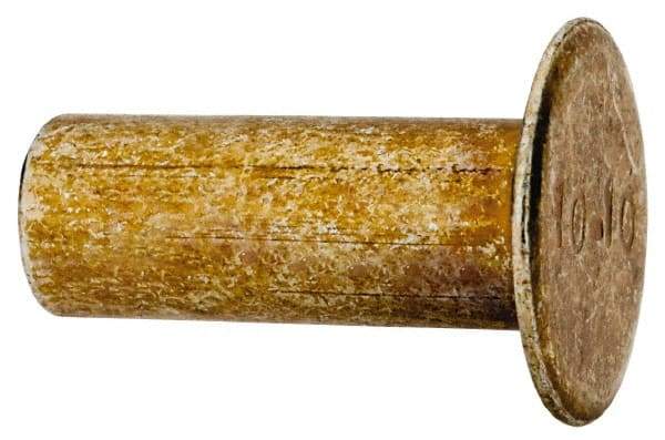 RivetKing - 0.176 to 0.184" Hole Diam, Countersunk Head, Zinc Plated Steel, Semi Tubular Rivet - 1/2 Head Diam, 5/8" Length Under Head, 150° Countersunk Head, 1/4 Body Diam - Exact Tool & Supply