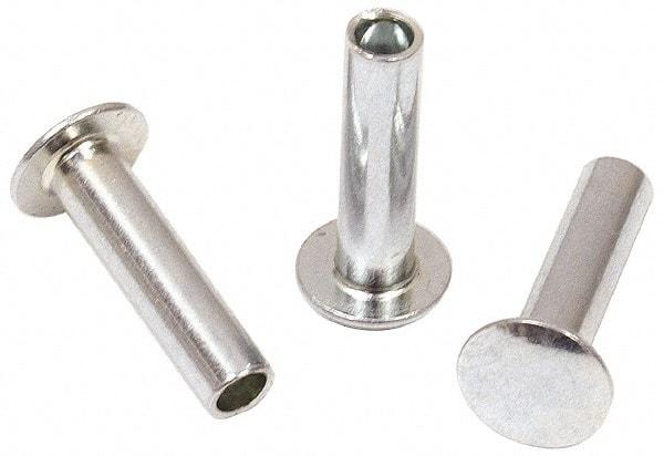 RivetKing - 0.1 to 0.17" Hole Diam, Round Head, Zinc Plated Steel, Semi Tubular Rivet - 5/16 Head Diam, 3/8" Length Under Head, 9/64 Body Diam - Exact Tool & Supply
