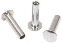 RivetKing - 0.176 to 0.184" Hole Diam, Round Head, Zinc Plated Steel, Semi Tubular Rivet - 7/16 Head Diam, 1" Length Under Head, 1/4 Body Diam - Exact Tool & Supply