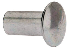 RivetKing - 0.084 to 0.09" Hole Diam, Round Head, Zinc Plated Steel, Semi Tubular Rivet - 7/32 Head Diam, 1/4" Length Under Head, 1/8 Body Diam - Exact Tool & Supply