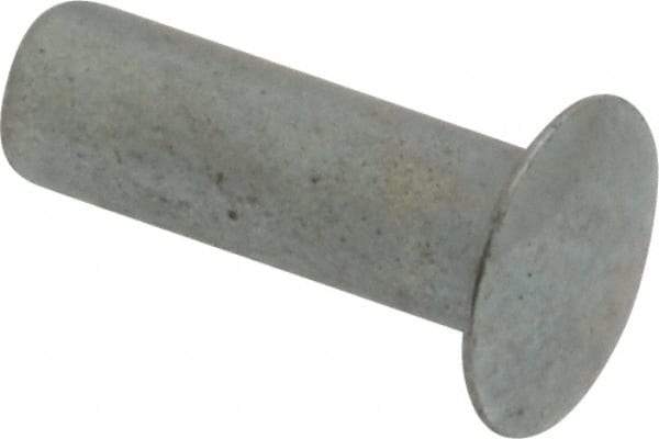 RivetKing - 0.084 to 0.09" Hole Diam, Round Head, Zinc Plated Steel, Semi Tubular Rivet - 7/32 Head Diam, 3/8" Length Under Head, 1/8 Body Diam - Exact Tool & Supply