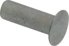RivetKing - 0.084 to 0.09" Hole Diam, Round Head, Zinc Plated Steel, Semi Tubular Rivet - 7/32 Head Diam, 3/8" Length Under Head, 1/8 Body Diam - Exact Tool & Supply