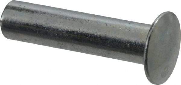 RivetKing - 0.084 to 0.09" Hole Diam, Round Head, Zinc Plated Steel, Semi Tubular Rivet - 7/32 Head Diam, 1/2" Length Under Head, 1/8 Body Diam - Exact Tool & Supply