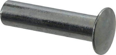 RivetKing - 0.084 to 0.09" Hole Diam, Round Head, Zinc Plated Steel, Semi Tubular Rivet - 7/32 Head Diam, 1/2" Length Under Head, 1/8 Body Diam - Exact Tool & Supply