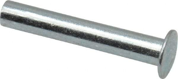 RivetKing - 0.084 to 0.09" Hole Diam, Round Head, Zinc Plated Steel, Semi Tubular Rivet - 7/32 Head Diam, 3/4" Length Under Head, 1/8 Body Diam - Exact Tool & Supply