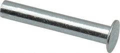 RivetKing - 0.084 to 0.09" Hole Diam, Round Head, Zinc Plated Steel, Semi Tubular Rivet - 7/32 Head Diam, 3/4" Length Under Head, 1/8 Body Diam - Exact Tool & Supply