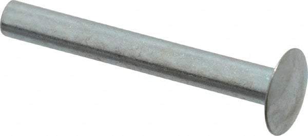 RivetKing - 0.084 to 0.09" Hole Diam, Round Head, Zinc Plated Steel, Semi Tubular Rivet - 7/32 Head Diam, 1" Length Under Head, 1/8 Body Diam - Exact Tool & Supply