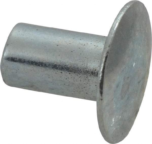 RivetKing - 0.1 to 0.17" Hole Diam, Round Head, Zinc Plated Steel, Semi Tubular Rivet - 5/16 Head Diam, 1/4" Length Under Head, 9/64 Body Diam - Exact Tool & Supply