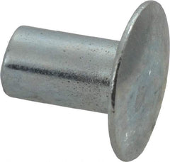 RivetKing - 0.1 to 0.17" Hole Diam, Round Head, Zinc Plated Steel, Semi Tubular Rivet - 5/16 Head Diam, 1/4" Length Under Head, 9/64 Body Diam - Exact Tool & Supply