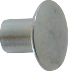 RivetKing - 0.134 to 0.141" Hole Diam, Round Head, Zinc Plated Steel, Semi Tubular Rivet - 3/8 Head Diam, 1/4" Length Under Head, 3/16 Body Diam - Exact Tool & Supply