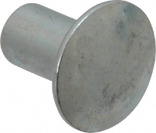 RivetKing - 0.134 to 0.141" Hole Diam, Round Head, Zinc Plated Steel, Semi Tubular Rivet - 3/8 Head Diam, 5/16" Length Under Head, 3/16 Body Diam - Exact Tool & Supply