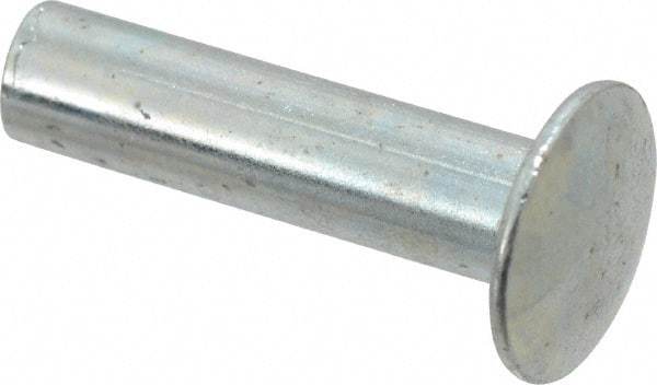 RivetKing - 0.134 to 0.141" Hole Diam, Round Head, Zinc Plated Steel, Semi Tubular Rivet - 3/8 Head Diam, 3/4" Length Under Head, 3/16 Body Diam - Exact Tool & Supply